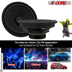 5 Core 8 Inch Subwoofer • 500W PMPO 4 Ohm Car Bass Sub Woofer • Replacement Speaker w 0.81\" Voice Coil • Bocinas Para Carro- WF 8\"-890