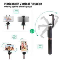 Wireless Selfie Stick Extendable Phone Camera Stick Tripod w/ Detachable Rechargeable Remote Shutter