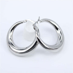 Smooth Exquisite Big Circle Hoop Earrings for Women Girl Wedding Party Stainless Steel Jewelry