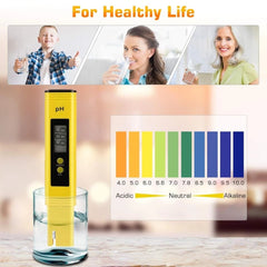 PH Meter 0.01 PH Battery Powder High Precision Water Quality EC Tester 0-14 PH Measurement Range For Aquarium Swimming Pool Digital Electric PH Meter LCD Tester Pocket Hydroponics Aquarium Water Test