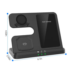 3 In 1 Fast Wireless Charger for Qi-enabled Phones Earphones Watches Wireless Charging Station