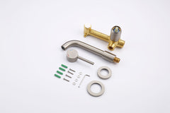 Wall Mount Faucet for Bathroom Sink or Bathtub, Single Handle 3 Holes Brass Rough-in Valve Included, Brushed Nickel