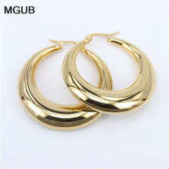 Smooth Exquisite Big Circle Hoop Earrings for Women Girl Wedding Party Stainless Steel Jewelry