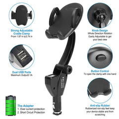 360 Degree Rotation Car Phone Mount 3.1A Dual USB Cigarette Lighter Phone Holder Universal