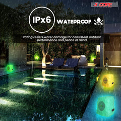 5 Core Outdoor Speakers Bluetooth Waterproof Linkable TWS 10W RMS Pool Patio Garden Wireless Subwoofer Outside Solar Rock Speaker w LED Light All Season Use - GRDNSPK SP GRY