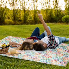 60\" x 78\" Waterproof Picnic Blanket Handy Mat with Strap Foldable Camping Rug