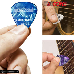 5 Core Guitar Picks 20 Pcs | Guitar Pick for Bass, Electric, Acoustic| Extra Heavy Gauge Durable Premium Celluloid Guitar Picks 1.2mm| 4xRed, 4xGreen, 4xWhite, 4xPurple, 4xBlue- G PICK EXH RGWPB 20PK