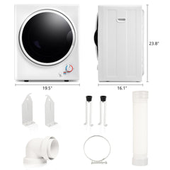 Electric Portable Clothes Dryer, Front Load Laundry Dryer for Apartments, Dormitory and RVs with Easy Knob Control, Wall Mount Kit Included