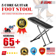 5 Core Guitar Foot Stool Height Adjustable Folding Leg Rest Portable Classical Footrest - GFS BLK