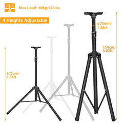 Pa Speaker Tripod Stand Heavy Duty Height Extendable Adjustable Pole Mount Rack 132LBS Max Load