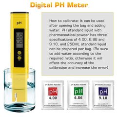 PH Meter 0.01 PH Battery Powder High Precision Water Quality EC Tester 0-14 PH Measurement Range For Aquarium Swimming Pool Digital Electric PH Meter LCD Tester Pocket Hydroponics Aquarium Water Test