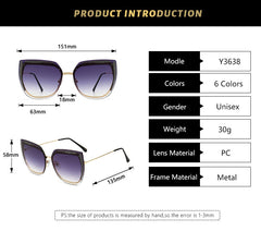 Ladies Cat Eye Statement Metal Sunglasses