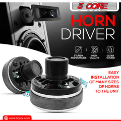 5 Core Compression Driver 1\" Exit Screw-On Horn 200W PMPO Tweeter Driver Unit High Frequency 8 Ohms 1\" Voice Coil 108dB Also-for Car Audio Speaker System 5C-D26