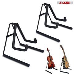 5 Core Ukulele Stand Black A Frame Holder | Lightweight Floor Stand for Uku, Mini Guitar, Banjo, Mandolin, Violin, Black | Anti-Slippery Base | Premium Thick Sponge Padded Arms Metal Body - GSS UKU