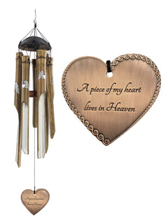 Bamboo Memorial Wind Chime Painted Heart and Angel Wings Sympathy Wind Chime Gift