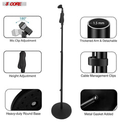 5Core Universal Microphone Stand Height Adjustable 35 to 57" Round Base Floor Mic Holder Metal Build - MS RBL HND CLCH