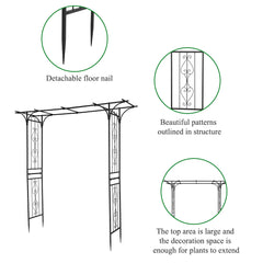 206*41*216cm Iron 16mm Tube Flat Top Courtyard Iron Arch Black RT