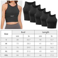 Women Sleeveless Cropped Tank Top High Neck Crop Racer Back Workout Top Machine Washable Summer