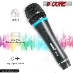 5 Core Handheld Wired Microphone Premium Dynamic Neodymium Unidirectional Mic W/Mesh Grille Metal Body ON/Off Switch 16ft Detachable Cable Suited for Singing, Speech, Karaoke with Clip + Bag- ND 26X