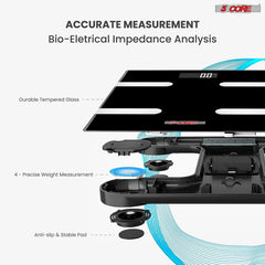 5 Core Scale for Body Weight Battery Power Smart Digital Most Accurate Fat Loss Machine Pesas Para Pesar Personas w App Sync - BBS HL B BLK