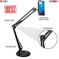 5 Core Desktop Cell Phone Holder 28 Inch Universal Phone Stand Overhead Camera Mount Flexible 360° Rotation Long Arm Bracket for 4-6.7in Phone Holder for Bed Office Kitchen ARM MOB