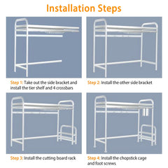 Over Sink Dish Drying Rack Shelf Stainless Steel Kitchen Countertop Bowl Dish Chopping Board Organizer Rack