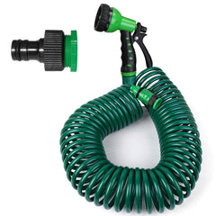 EVA Recoil Garden Hose Flexible Self-coiling Water Hose with 3/4' and 1/2' Adapter with 7 Spraying Modes for Boat Greenhouse Yard Patio