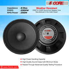 5 Core 15 Inch Subwoofer Speaker 8 Ohm Full Range Replacement DJ Woofer w 60 Oz Magnet - FR 15 140 MS