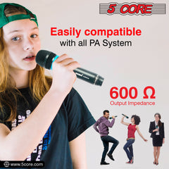 5 Core Handheld Wired Microphone Premium Dynamic Neodymium Unidirectional Mic W/Mesh Grille Metal Body ON/Off Switch 16ft Detachable Cable Suited for Singing, Speech, Karaoke with Clip + Bag- ND 26X