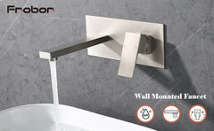 Wall Mount Faucet for Bathroom Sink or Bathtub, Single Handle 3 Holes Brass Rough-in Valve Included, Brushed Nickel