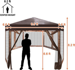 Outdoor Gazebo Patio Hexagonal Canopy Tent Sun Shade with Mosquito Netting and Carry Bag for Backyard Party