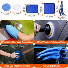 26Pcs Car Detailing Brush Kit Exterior Interior Car Cleaning Set Drill Brush Set Car Buffing Sponge Pads Kit for Cleaning Automobile Interior Exterior Wheels Dashboard