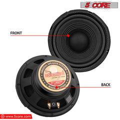 5 Core 5" Inch Mid Range Speaker System for Car 2 Pack Black Pro Series 200W Speakers 4 Ohm, 20W RMS and 30 oz Magnet Car Replacement Speakers - CS-05 MR Pair